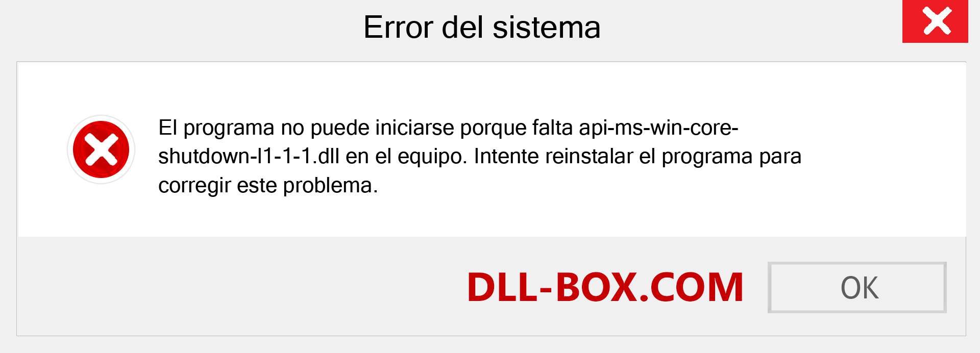 ¿Falta el archivo api-ms-win-core-shutdown-l1-1-1.dll ?. Descargar para Windows 7, 8, 10 - Corregir api-ms-win-core-shutdown-l1-1-1 dll Missing Error en Windows, fotos, imágenes